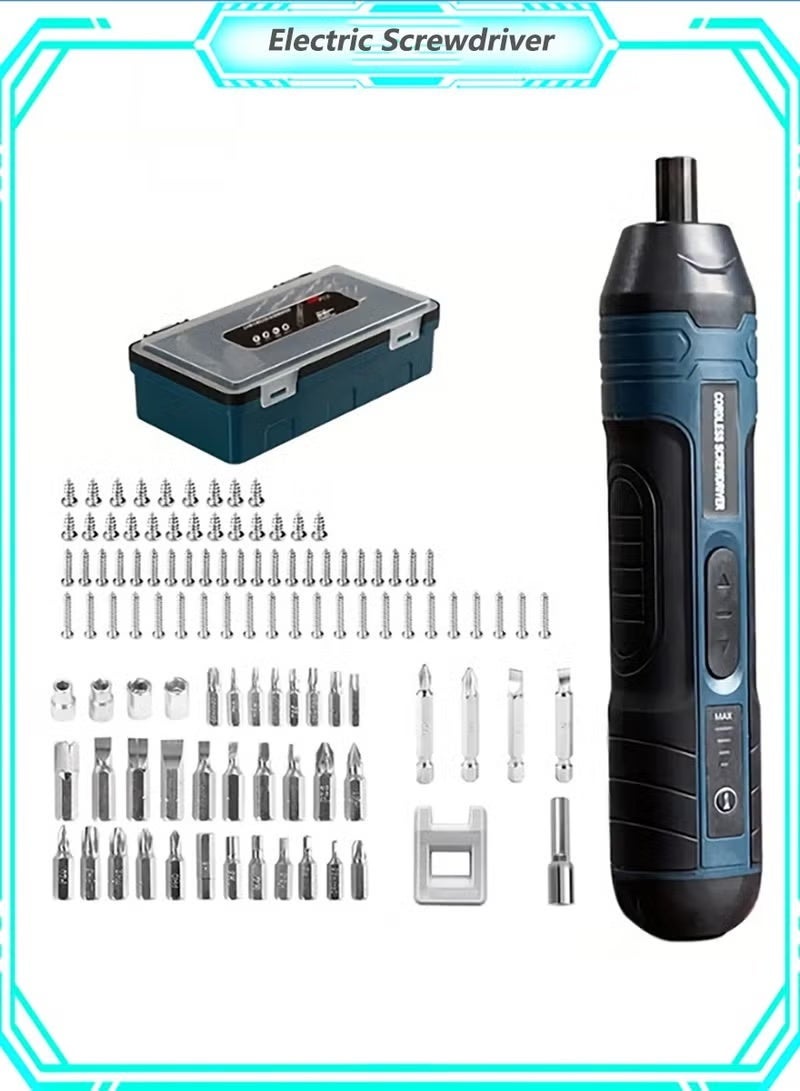 105Pcs USB Rechargeable Cordless Electric Screwdriver Set, Adjustable Torque Portable Power Screwdriver for Home DIY Repair Projects - Image 1