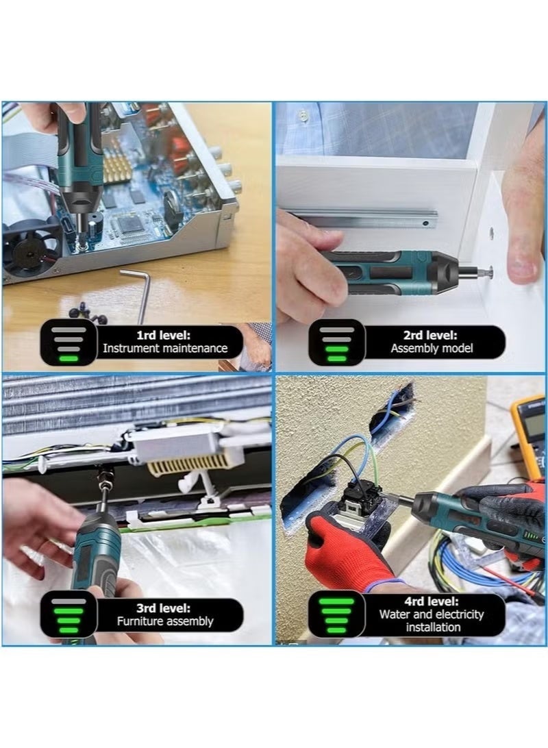 105Pcs USB Rechargeable Cordless Electric Screwdriver Set, Adjustable Torque Portable Power Screwdriver for Home DIY Repair Projects - Image 4