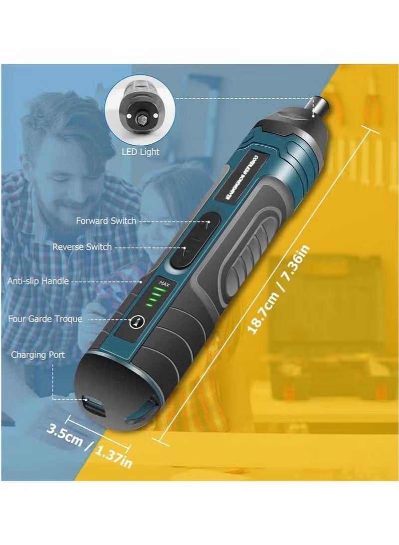 105Pcs USB Rechargeable Cordless Electric Screwdriver Set, Adjustable Torque Portable Power Screwdriver for Home DIY Repair Projects - Image 3