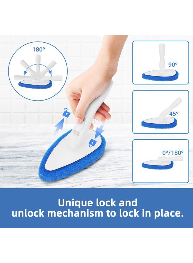 Qaestfy Shower Bathtub Tub Tile Scrubber Cleaning Brush with 51'' Handle, 5 Non-Scratch Scouring Pads, Adjustable Long Handled Scrub Brush for Cleaning Shower Bathroom Vessel Sinks Toilet Wall Floor - Image 4