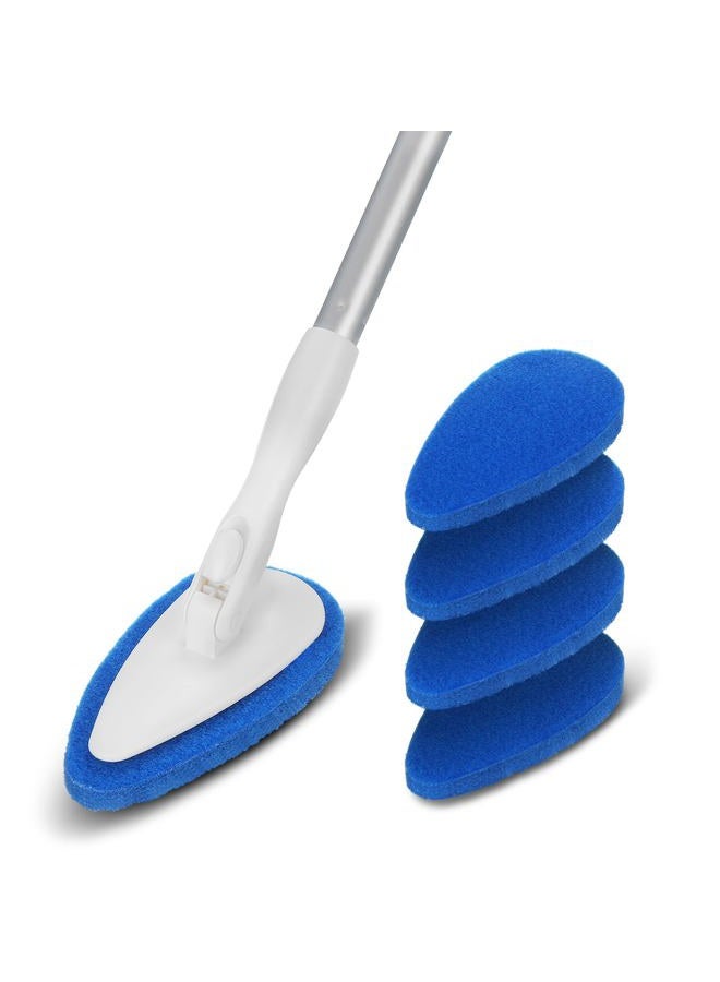Qaestfy Shower Bathtub Tub Tile Scrubber Cleaning Brush with 51'' Handle, 5 Non-Scratch Scouring Pads, Adjustable Long Handled Scrub Brush for Cleaning Shower Bathroom Vessel Sinks Toilet Wall Floor - Image 1
