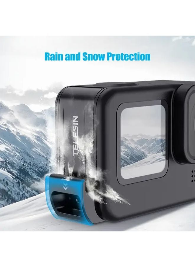 غطاء جانبي من البلاستيك ABS الأسود مع منفذ شحن لكاميرا هيرو 9 10 11 12 الرياضية - Image 2