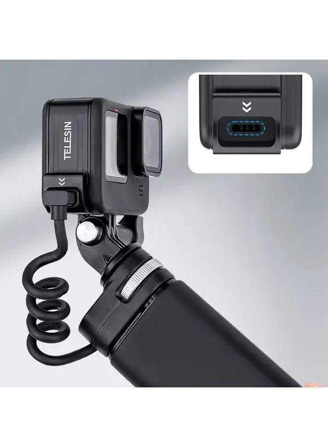 غطاء جانبي من البلاستيك ABS الأسود مع منفذ شحن لكاميرا هيرو 9 10 11 12 الرياضية - Image 5