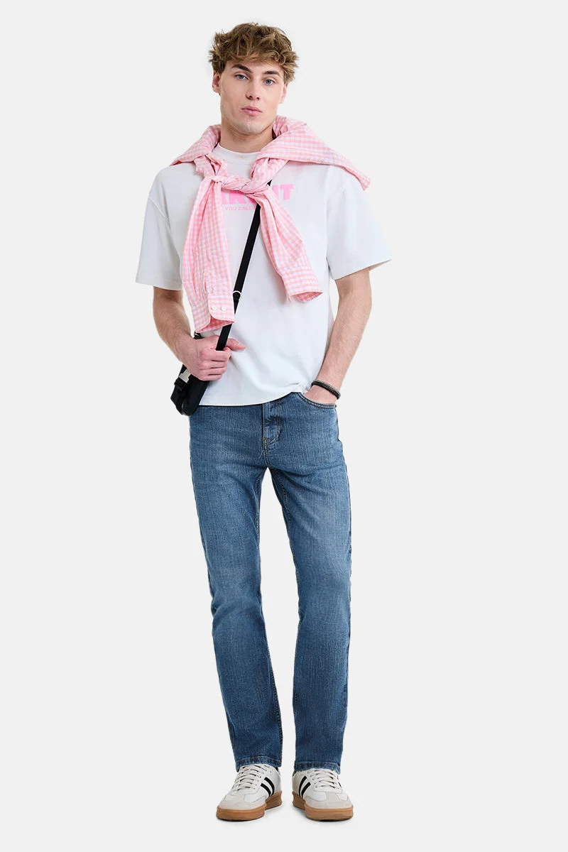 SNITCH Blue Solid Straight Fit Casual Jeans
