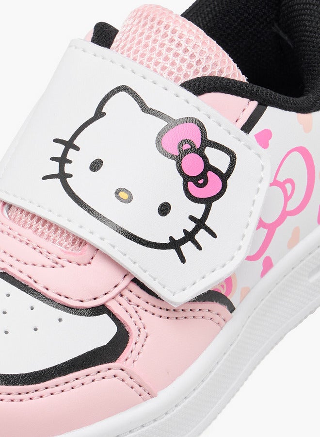 Hello Kitty Printed Sneakers with Hook and Loop Closure - Image 4