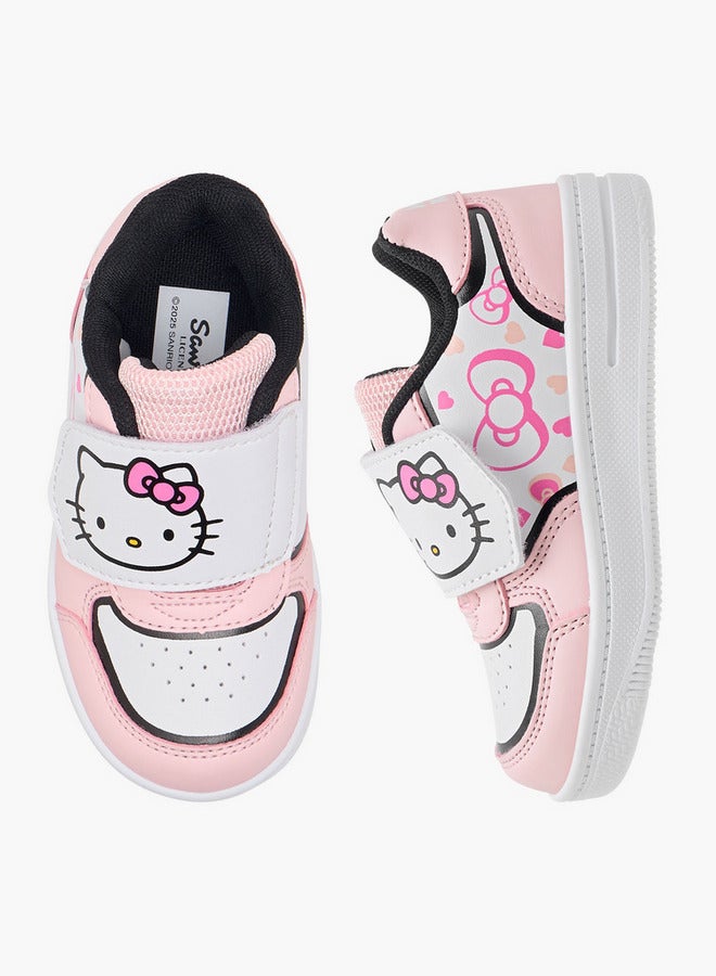 Hello Kitty Printed Sneakers with Hook and Loop Closure - Image 1
