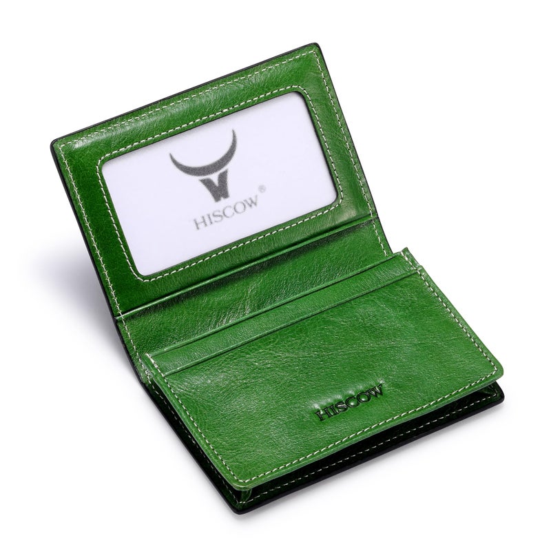 HISCOW Leather Business Card Case Holder for Men Women Italian Calfskin Green VegetableTanned Leather - Image 2
