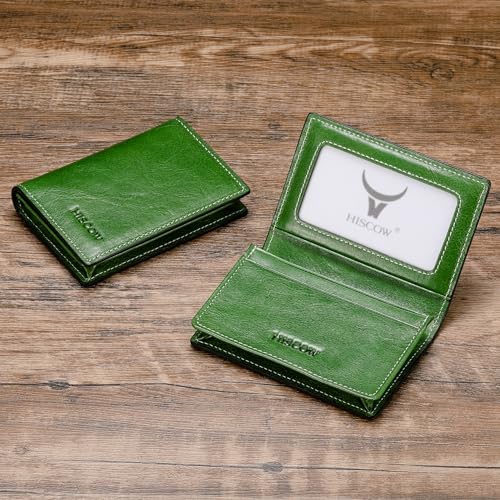 HISCOW Leather Business Card Case Holder for Men Women Italian Calfskin Green VegetableTanned Leather - Image 3