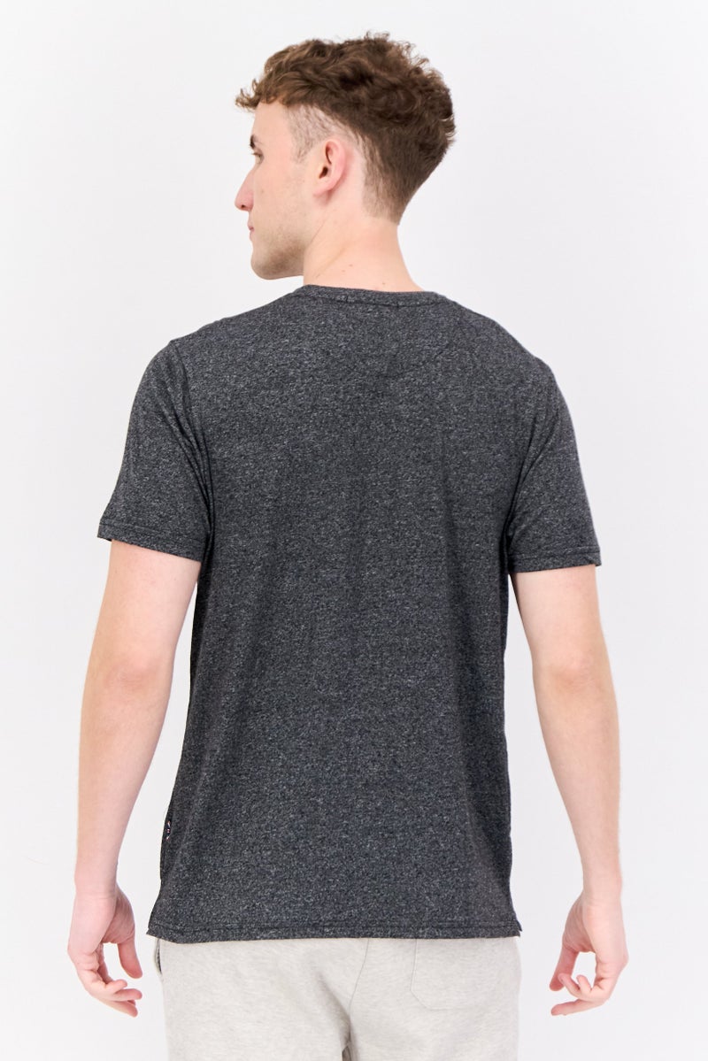 English Laundry Men Henley Neck Short Sleeve Embroidered Logo T Shirt, Grey  - Image 3