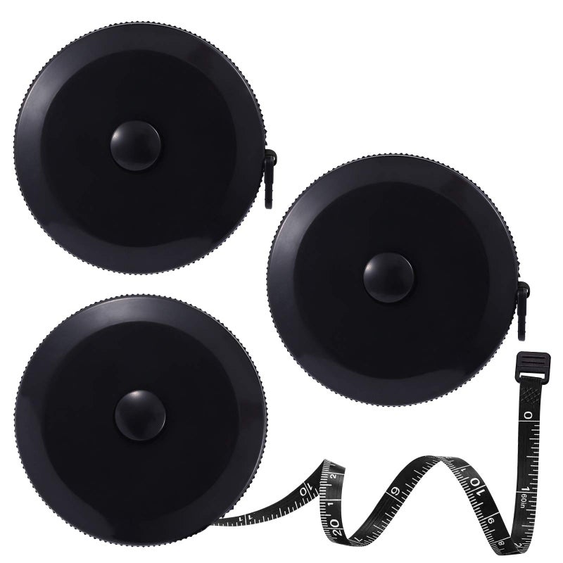 Tape Measure Body Measuring Tape Retractable 60 Inch Soft Mini Measuring Tape Small Sewing Fabric Tape Ruler for Cloth Waist Medical Nursing Craft3 PackBlack