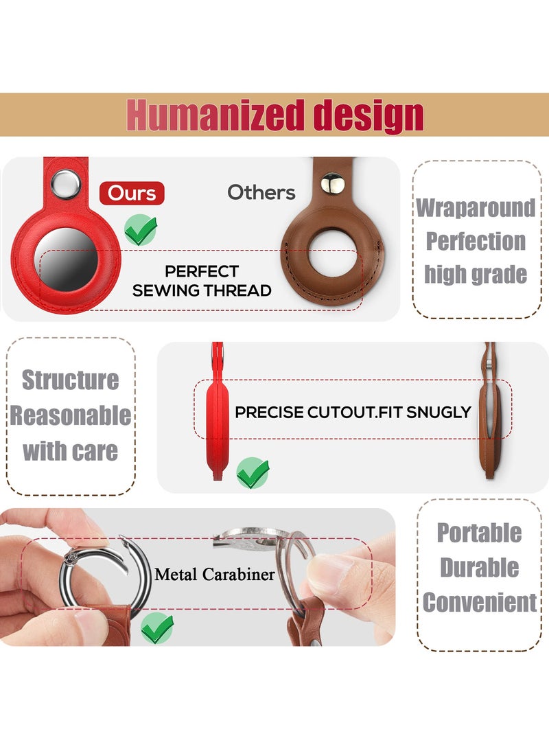SANMUGEED AirTag Holder Keychain Case, 2 Pack Protective Leather Airtags Case Tracker Cover Compatible with Apple Air Tag Key Ring Holder for Luggage Backpack, Kids and More  - Image 2