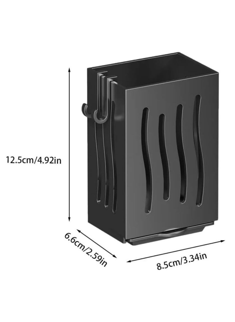 Cozy Nest 2 Multifunctional Cutlery Spoon Holder Storage Stand with Draining Tray Wall-Mounted Freestanding Utensil Rack Organizer Thickened ABS Material for Kitchen (Black, 8.5x6.6x12.5 CM)  - Image 4