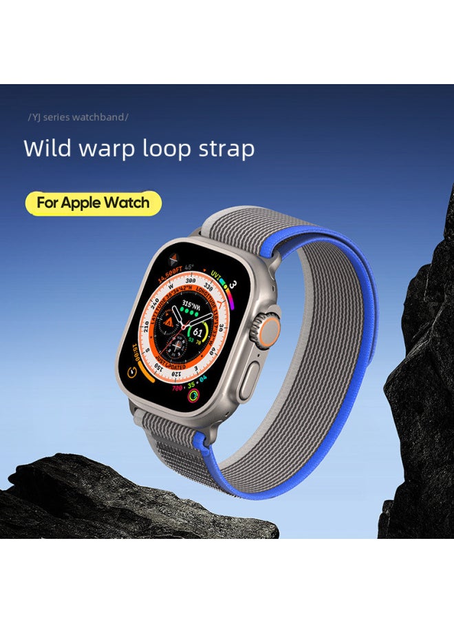 Generic - Suitable For AppleWatch Nylon Woven For Apple Watch Band IWatch8 Wild Trail Loop Watch Band Universal-Color:42/44/45/46/49mm (10th Generation) Blue Gray - Image 1