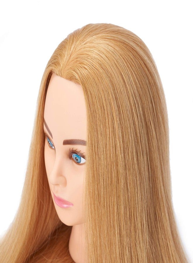 Hairingrid Mannequin Head 24"-26"100% Human Hair Hairdresser Cosmetology Mannequin Manikin Training Head Hair and Free Clamp Holder (R71906W2718H) - Image 3