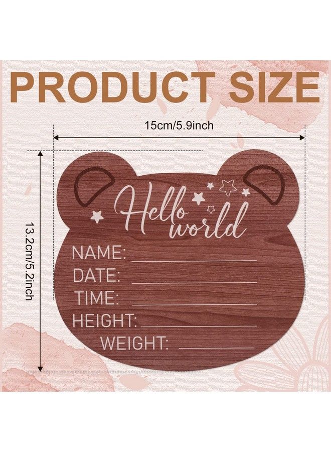 SAVITA لوحة إعلان مولود خشبية بشكل دب 5.9 بوصة - لافتة مولود جديد - لافتة ترحيب - مرحبًا بالعالم - لافتة حديثي الولادة لمستشفى الحضانة - أداة تصوير - Image 3