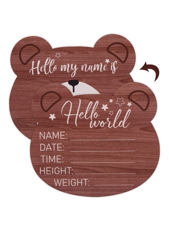 SAVITA لوحة إعلان مولود خشبية بشكل دب 5.9 بوصة - لافتة مولود جديد - لافتة ترحيب - مرحبًا بالعالم - لافتة حديثي الولادة لمستشفى الحضانة - أداة تصوير - Image 2