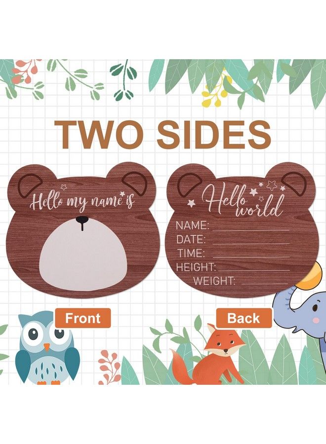 SAVITA لوحة إعلان مولود خشبية بشكل دب 5.9 بوصة - لافتة مولود جديد - لافتة ترحيب - مرحبًا بالعالم - لافتة حديثي الولادة لمستشفى الحضانة - أداة تصوير - Image 5