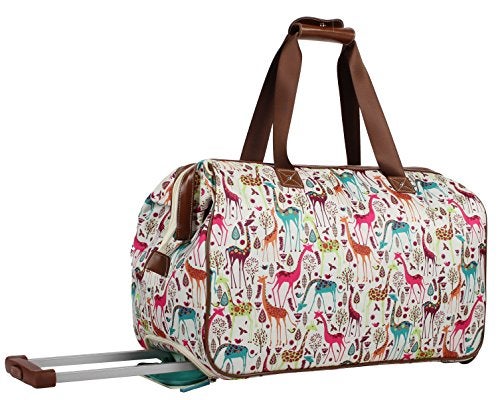 Lily Bloom Pattern 22 Inch Duffel Bag with 2-Rolling Wheels, Weekender Overnight Travel Lightweight Carry-On Suitcase For Women - Image 3