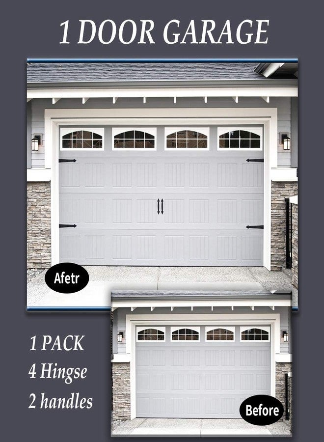 skysen Magnetic Garage Door Decorative Faux Hinges Handles Accents Hardware Kit Black - Image 2