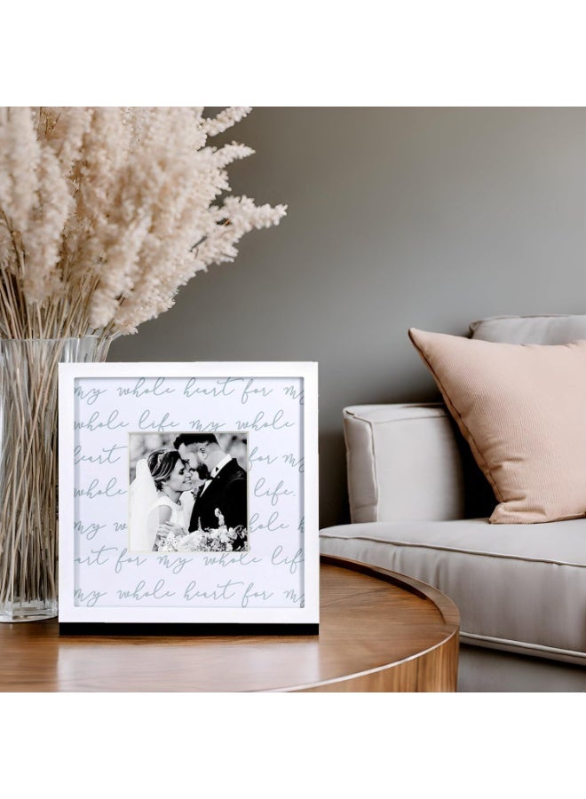 Pearhead Wedding Keepsake Photo Frame with "My Whole Heart" Script, White, 10x10 Inch - Image 4