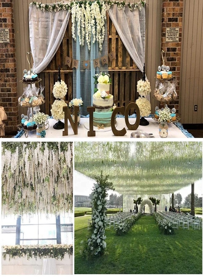 WONICE Artificial Wisteria Hanging Flowers, Fake Wisteria Flower Garland Silk Vines Rattan String Decor for Home Wedding Arch Wall Garden Greenery Bedroom Outdoor Office Party Decoration (12, White) - Image 5