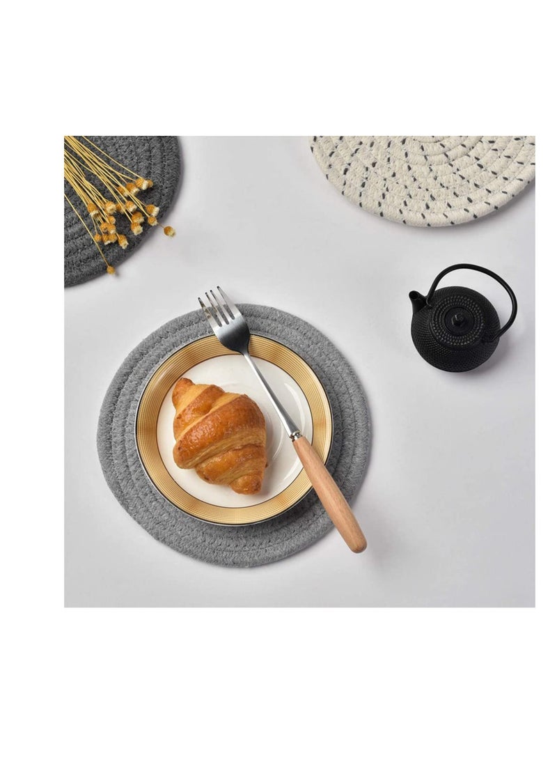 SOLARAE طقم حوامل الأواني، أقمشة طاولة، حوامل للأواني الساخنة متعددة الاستخدامات، حصائر ساخنة غير قابلة للانزلاق، أكواب أنيقة، حوامل للأواني الساخنة من خيوط القطن النقي، 7 بوصة - Image 2