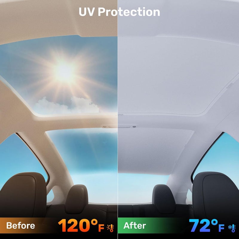 Zanch 2024 Upgrade Tesla Model 3 Sunshade Roof [No-Sag, Sun Protection] Tesla Model 3 Accessories 2024 Heat Insulation Foldable Roof Sun Shade for Model 3 2020-2023 - Gen 3 Gray - Image 4