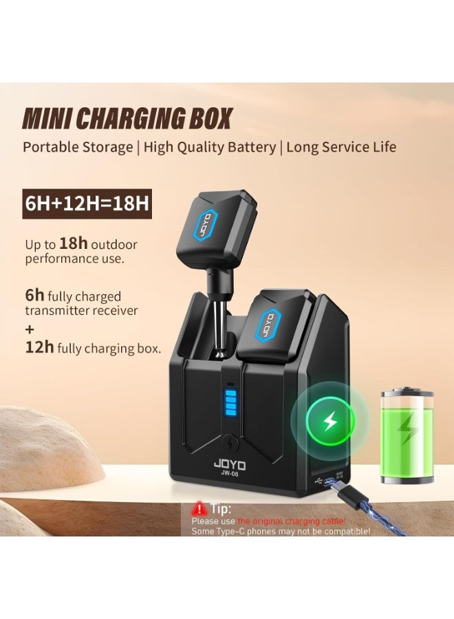 جويو نظام جيتار لاسلكي ‎5.8GHz‎ مع علبة شحن كبيرة – جهاز إرسال واستقبال لاسلكي بـ 4 قنوات متوافقة مع الجيتار الكهربائي والباص والآلات الموسيقية (JW-06) - Image 4