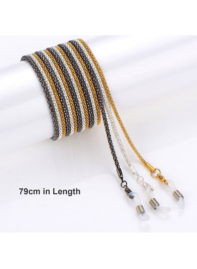 3 Pieces Eyeglasses Chain Sunglass Neck Strap Holder with 6 Pcs Adjustable Rubber Ends Connectors，Sport Sunglass Retainer Holder Strap, Lanyard Rope Eyewear Retainer for Men and Women - Image 3