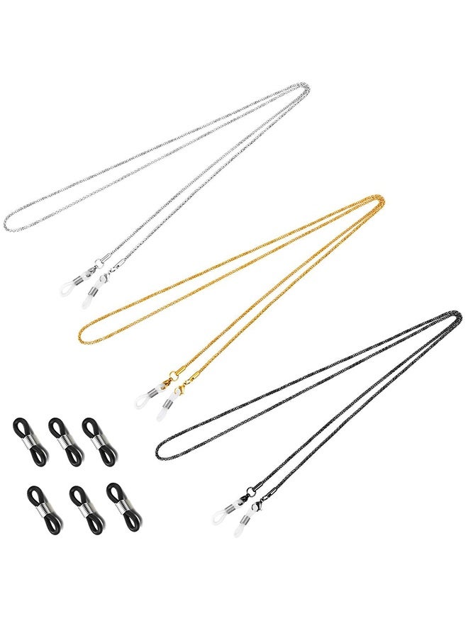 3 Pieces Eyeglasses Chain Sunglass Neck Strap Holder with 6 Pcs Adjustable Rubber Ends Connectors，Sport Sunglass Retainer Holder Strap, Lanyard Rope Eyewear Retainer for Men and Women - Image 1