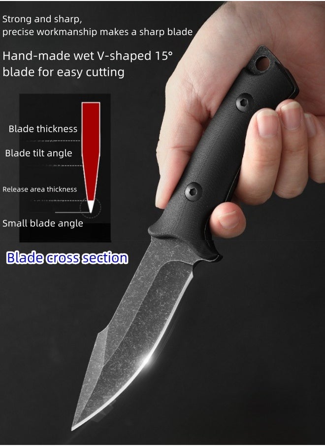 Blacksmith - 4Cr13 Steel Outdoor Knife Camping Straight Knife Outdoor Survival Knife With K Sheath High Hardness G10 Handle - Image 1