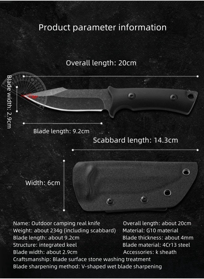 Blacksmith - 4Cr13 Steel Outdoor Knife Camping Straight Knife Outdoor Survival Knife With K Sheath High Hardness G10 Handle - Image 1
