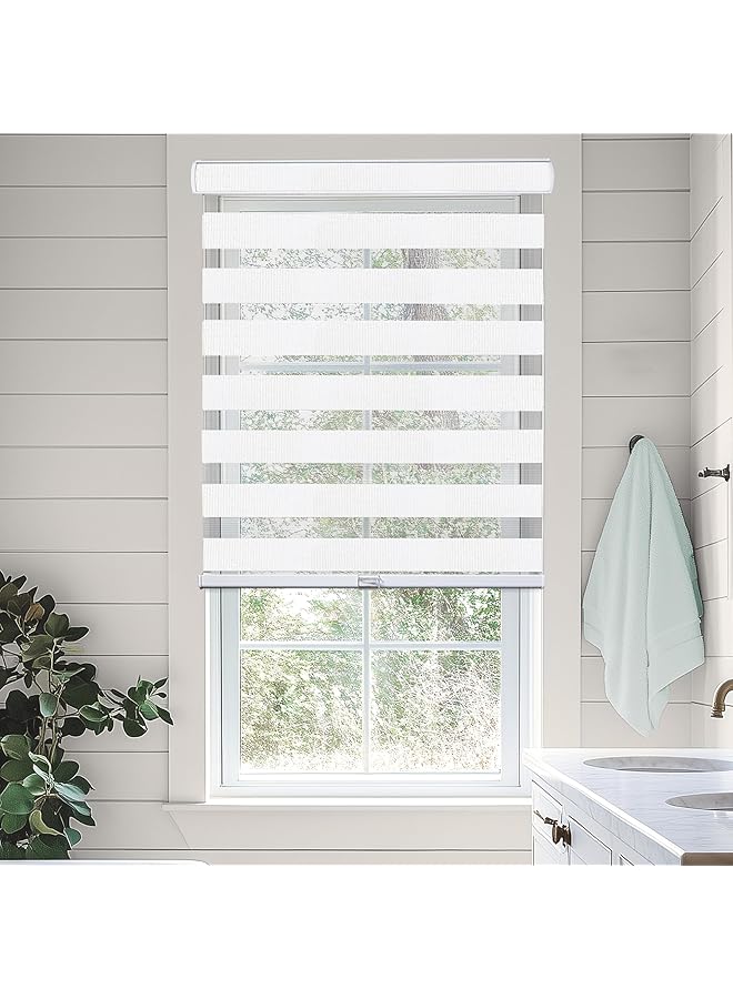 The Bros Zebra Blinds, Roller Window Shades, Blinds for Windows, Roller Shades for Windows, Window Shades for Home, Window Shades, Pull Down Shades for Windows, 22" W X 72" H, Basic Arctic - Image 1