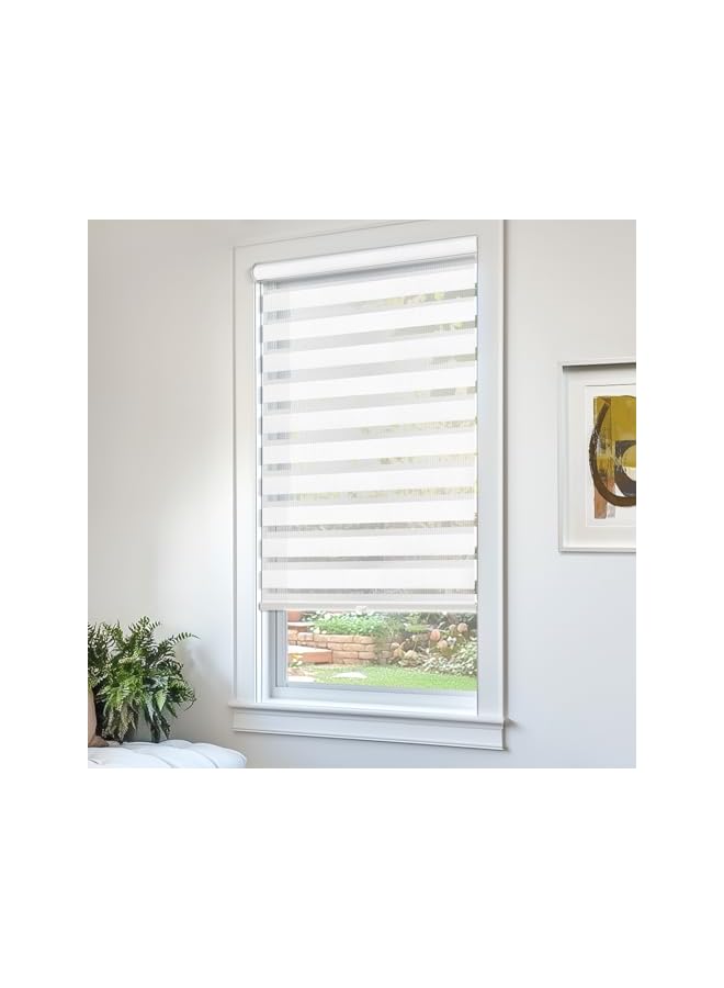 The Bros Zebra Blinds, Roller Window Shades, Blinds for Windows, Roller Shades for Windows, Window Shades for Home, Window Shades, Pull Down Shades for Windows, 22" W X 72" H, Basic Arctic - Image 2