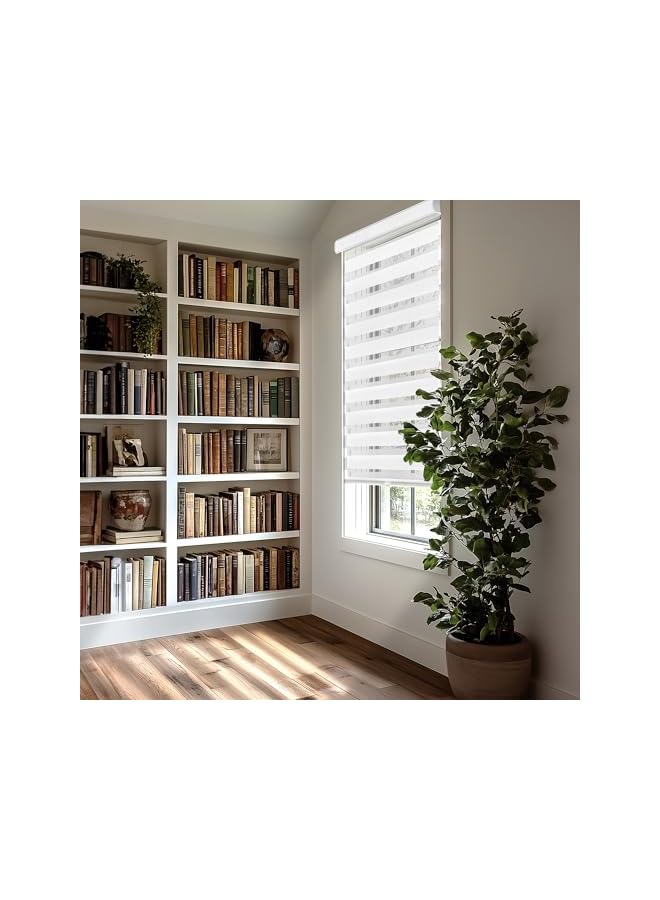 The Bros Zebra Blinds, Roller Window Shades, Blinds for Windows, Roller Shades for Windows, Window Shades for Home, Window Shades, Pull Down Shades for Windows, 22" W X 72" H, Basic Arctic - Image 3