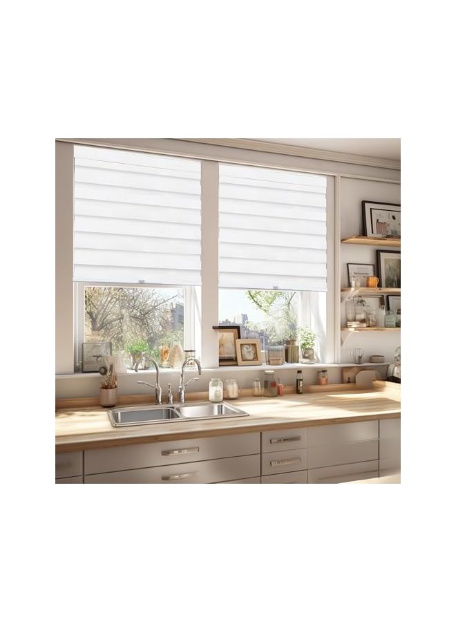 The Bros Zebra Blinds, Roller Window Shades, Blinds for Windows, Roller Shades for Windows, Window Shades for Home, Window Shades, Pull Down Shades for Windows, 22" W X 72" H, Basic Arctic - Image 4