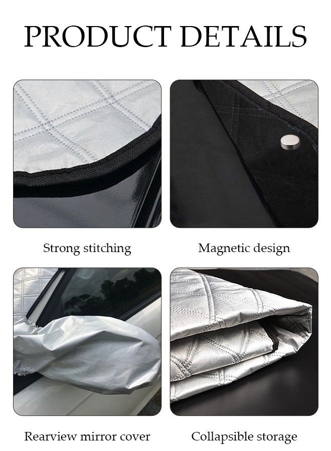 DUNISO Car Magnetic Windshield Snow Cover for Ice and Snow for Any Weather Winter Summer Thick Outside Frost Guard Windshield Sunshade Snow Cover with Side Mirror Cover UV Block Accessories - Image 4