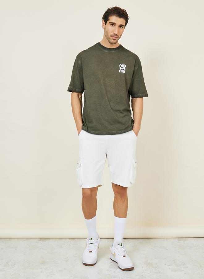 ستايلي تيشيرت بطبعة    وغسيل حمضي مقاس كبير - Image 2