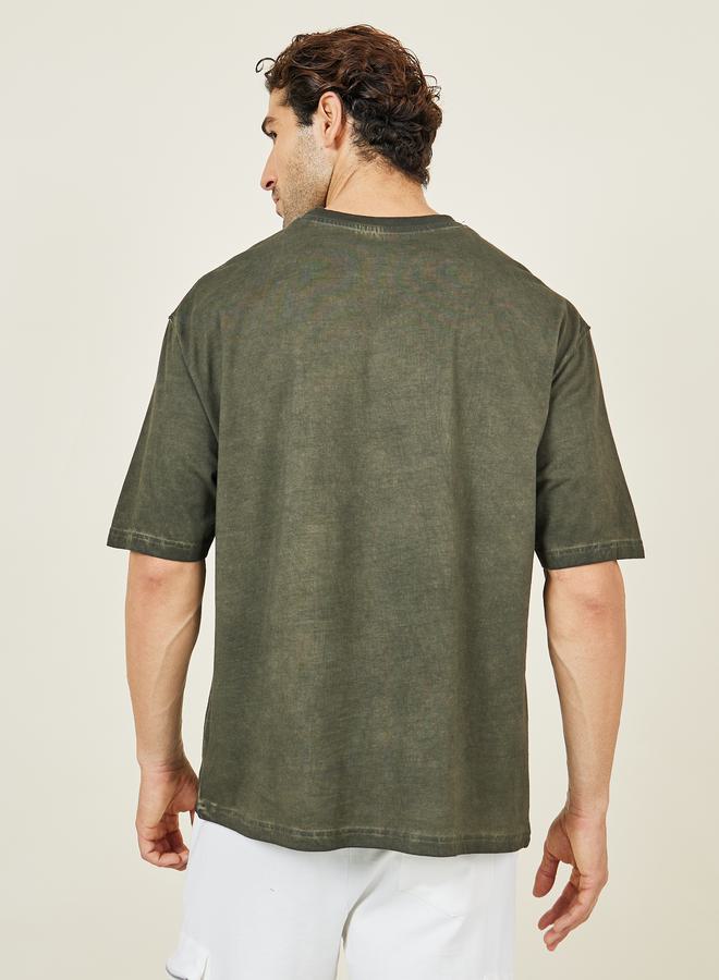 Styli Oversized Acid Wash Find Your Fire Chest Print T-shirt - Image 4