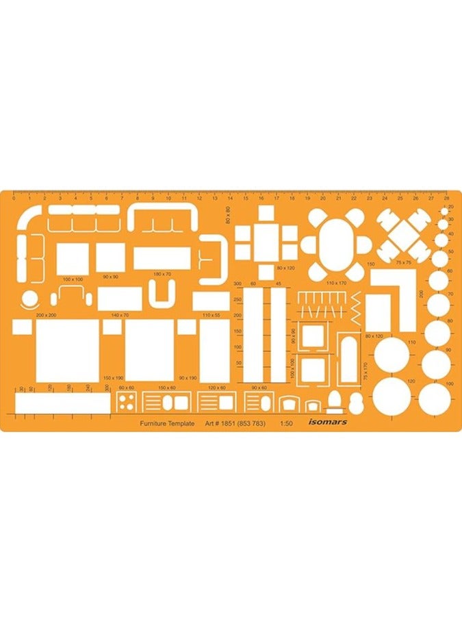 Isomars Architectural Drawing Stencil 1:50 Scale Template Orange - Image 1