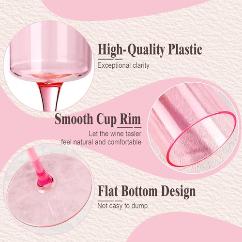 Ciaell 24 Pack Pink Plastic Champagne Flutes - Pink 6 Oz Disposable Champagne Glasses - Square Plastic Toasting Glasses for Party Birthday Anniversary Wedding - Image 3