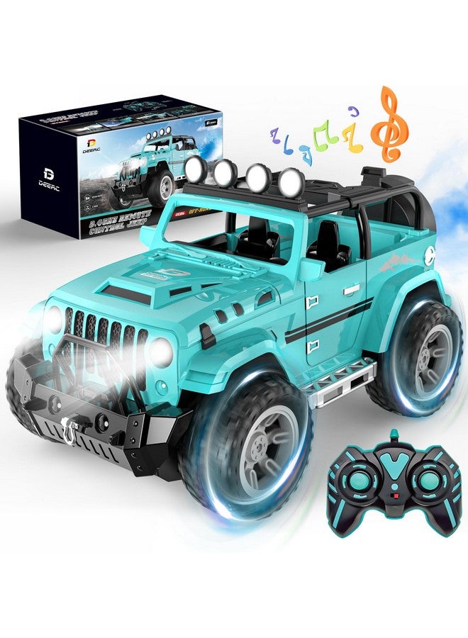DEERC Remote Control Car With Fog Mist & Music, 1:16 Remote Control Truck For Boys, 2.4Ghz Rc Car Toy With 2 Batteries, All Terrain Suv Gifts Crawler With Trailer Hitch - Image 1