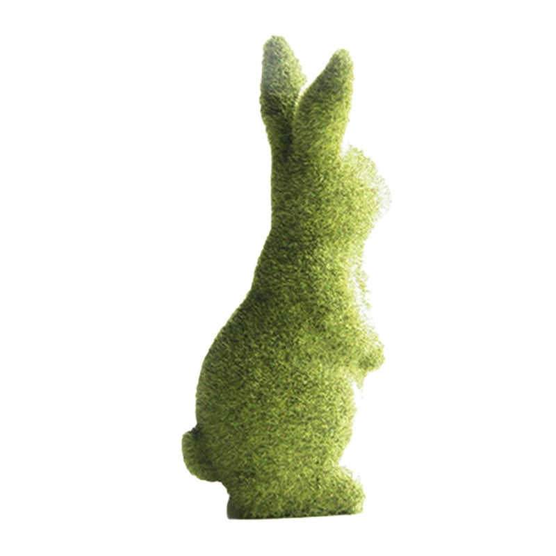 Zensounding Decorative Decorations for Easter Bunny Gifts, Moss Green Flocking Sculpture, Garden Courtyard Family Gathering Celebration Decorations (9.5in Standing Rabbit) - Image 4