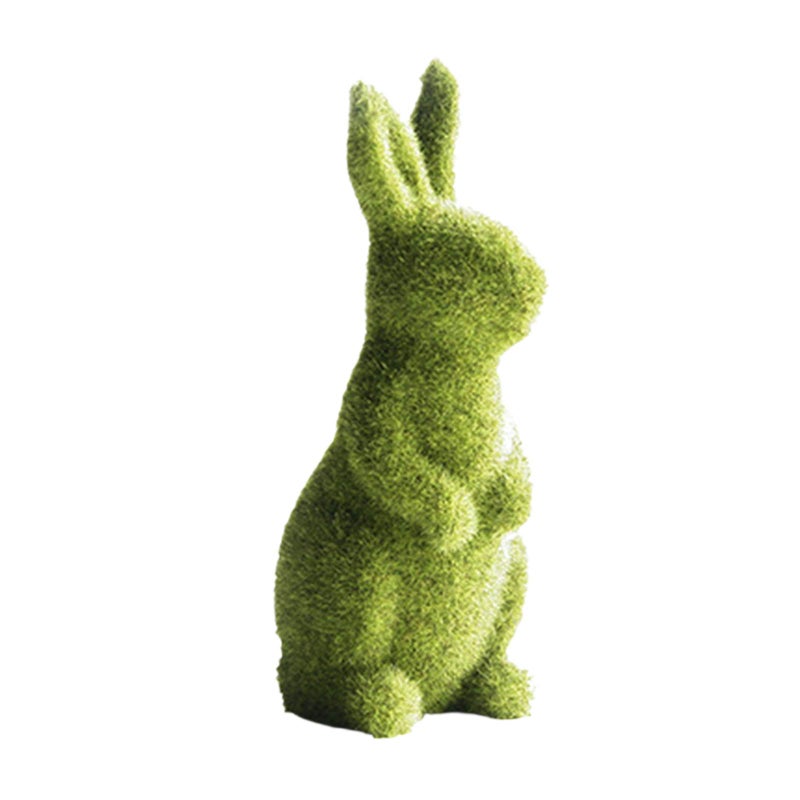 Zensounding Decorative Decorations for Easter Bunny Gifts, Moss Green Flocking Sculpture, Garden Courtyard Family Gathering Celebration Decorations (9.5in Standing Rabbit) - Image 3