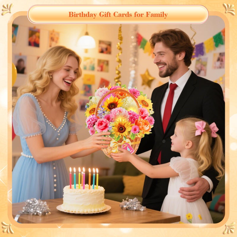 XTF2015 Birthday Cards with MUSIC & LIGHTS, Happy Birthday Card, Peony & Daisy, 11 Inch Life Sized Forever Flower Bouquet 3D Pop Up Music Cards for Mom Daughter Women Wife - Image 5
