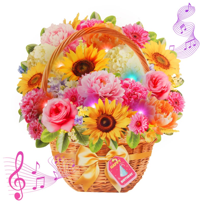 XTF2015 Birthday Cards with MUSIC & LIGHTS, Happy Birthday Card, Peony & Daisy, 11 Inch Life Sized Forever Flower Bouquet 3D Pop Up Music Cards for Mom Daughter Women Wife - Image 1