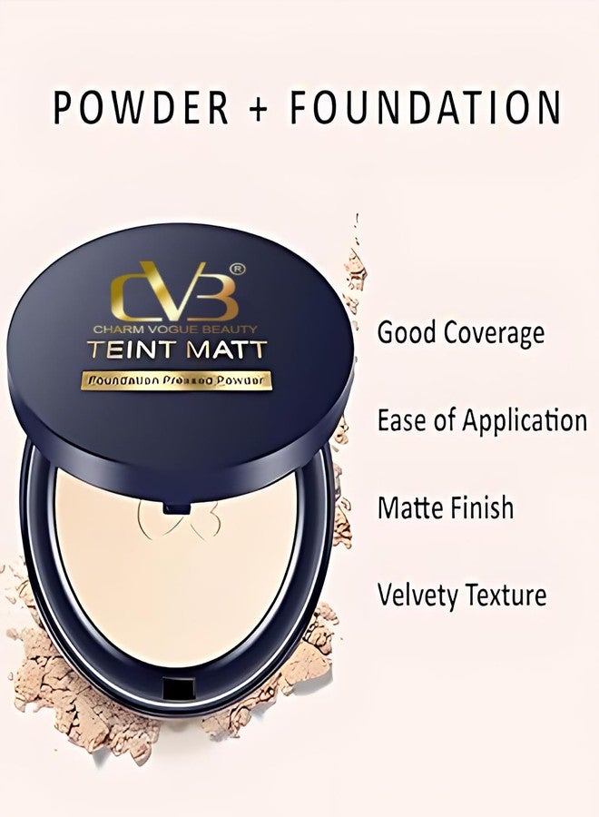 CVB C02 2-in-1 Teint Matt Foundation Pressed Compact Powder | Full Coverage & Long-Lasting Matte Finish | Lightweight Makeup Base (Natural Beige, M) - Image 4