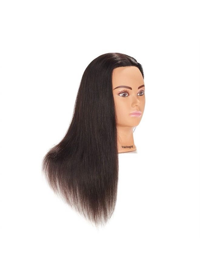 Hairingrid - Mannequin Head 20"-22" 100% Human Hair Hairdresser Cosmetology Mannequin Manikin Training Head Hair and Free Clamp Holder (1906LB0214) - Image 1