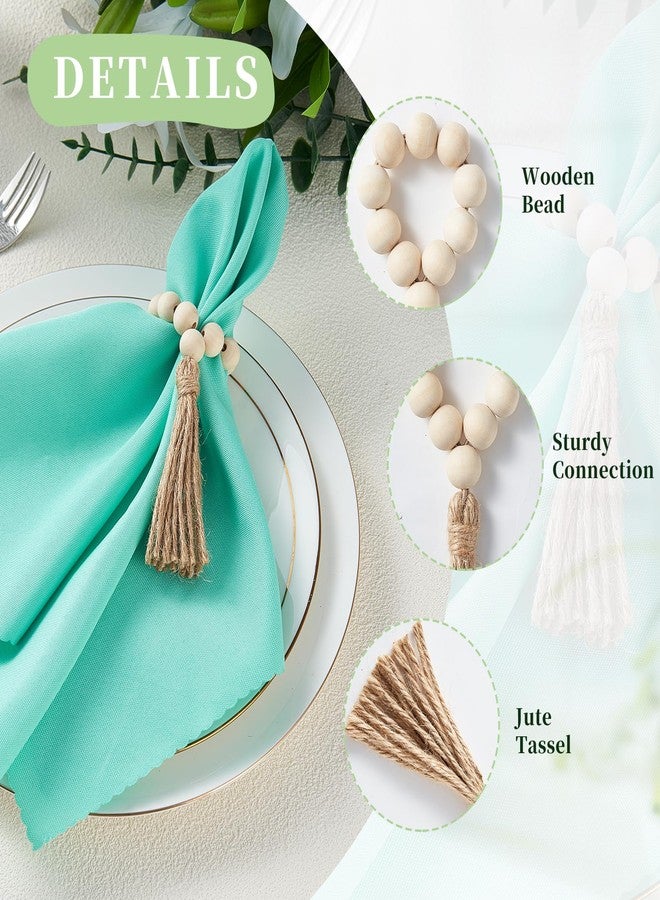 APTWOW Napkin Rings Set of 6, Wooden Bead Napkin Rings for Table Decor, Easter Farmhouse Napkins Rings for Boho Table Decor, Spring Banquet, Wedding, Holiday Dinner Party, Easter - Image 5