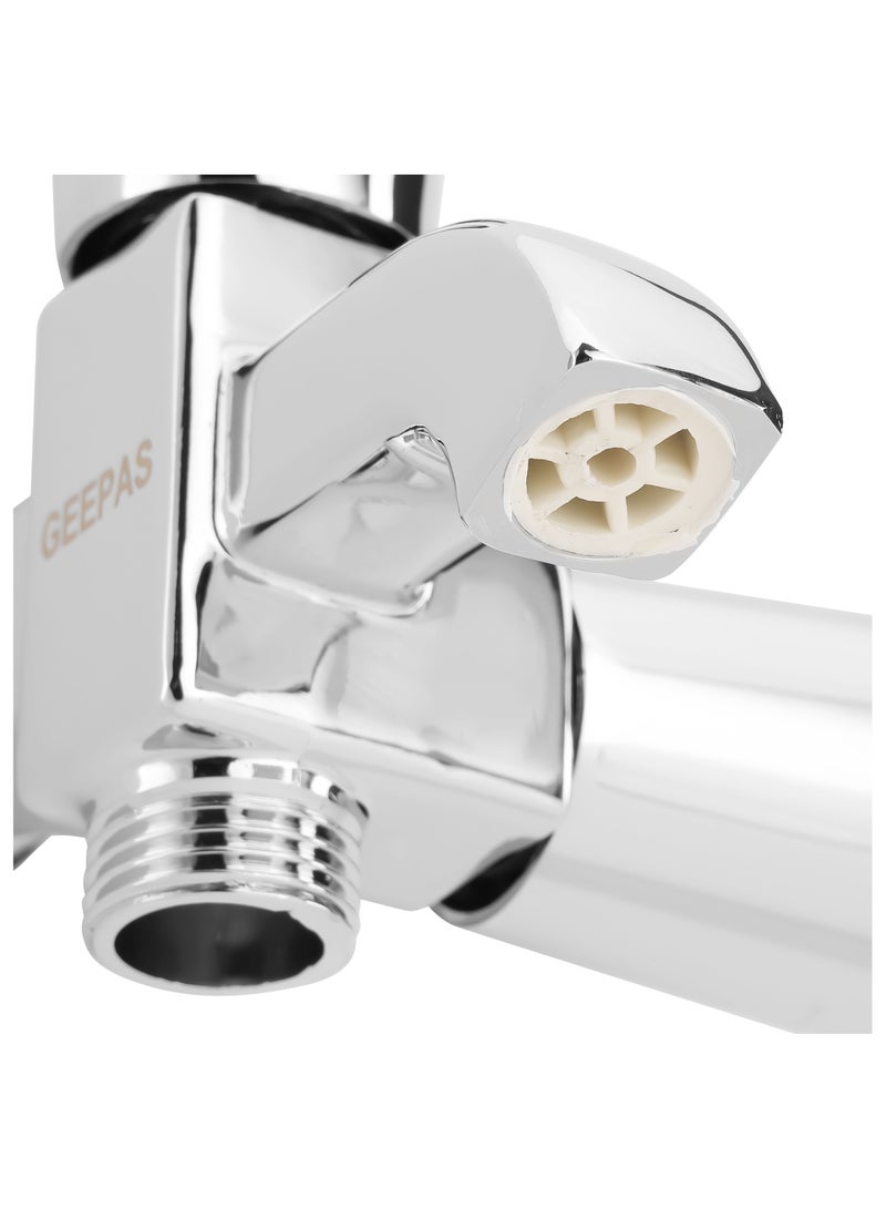 GEEPAS Geepas Wall Mounted 2-IN-1 Bib Tap- GSW61138| Brass Tap with Solid Lever Handle, Suitable for Toilets, Lavatory, Wash Basins, Plumbing Fixtures| Chrome Plated,  Turn Ceramic Brass Cartridge| Thread Pr - Image 3